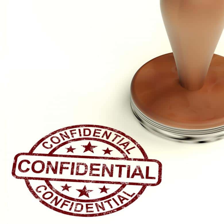 An image of an ink stamp, certifying confidentiality